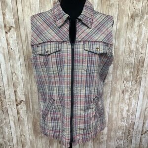 Christopher & Banks Plaid Vest - Red, Blue, Gray